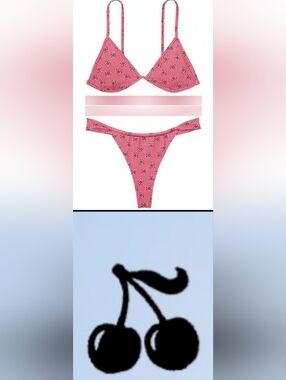 M L XL PINK By Frankies Bikinis Triangle Thong Bikini Set Red Bandana